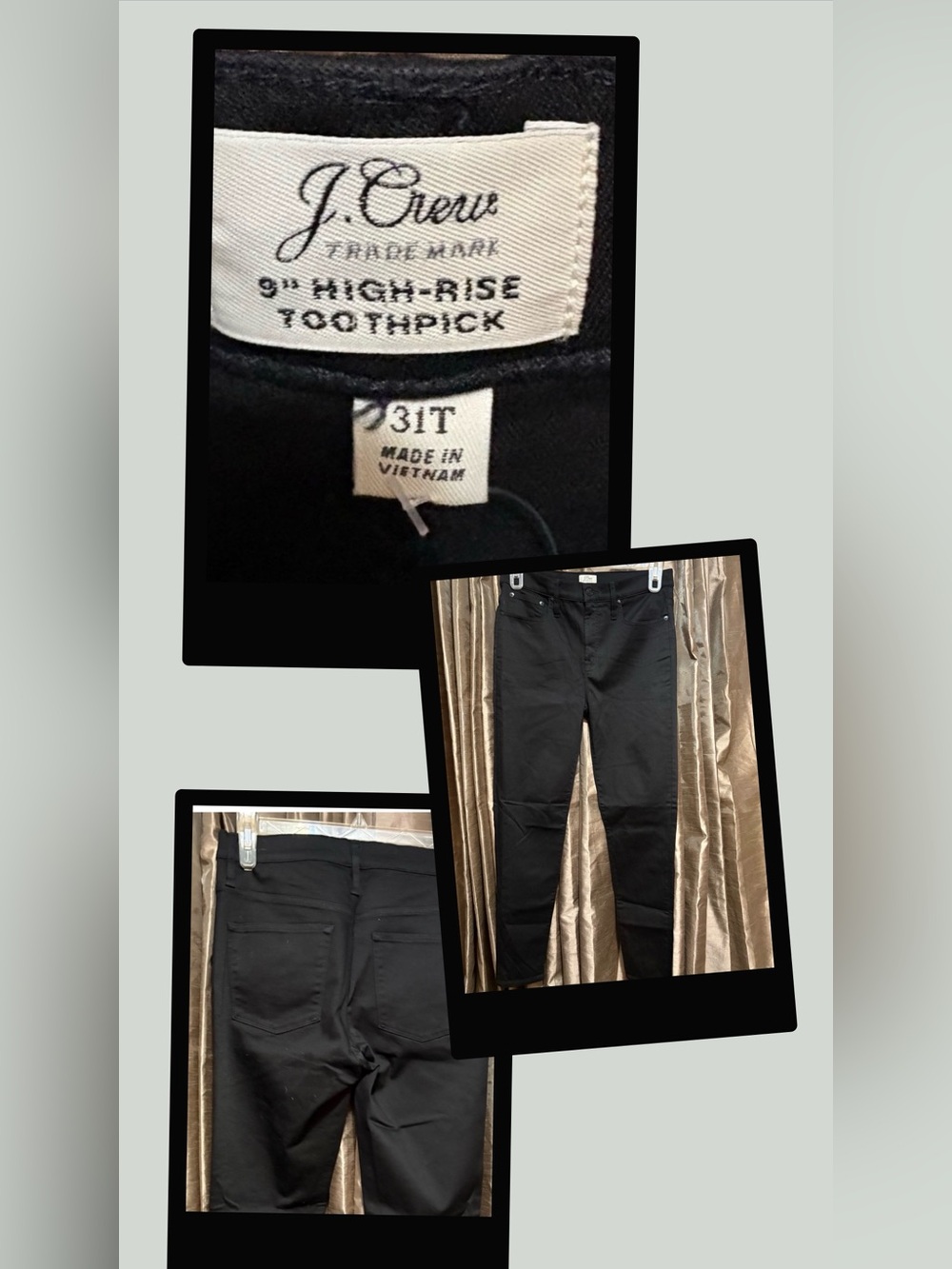 J. Crew Black 9" High-Rise Toothpick Jeans #1930